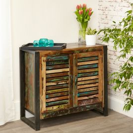 Laura Chic Reclaimed Wood Small Sideboard with Removable Shelf - Natural Wood