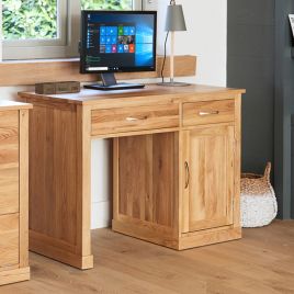 Harriet Oak Contemporary Single Pedestal Computer Desk with Door and Drawer
