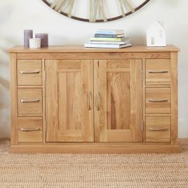 Harriet Large 2 Door Sideboard with 6 Drawers - Oak