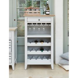 Ransley Grey Limed Wine Rack and Glass Storage Cabinet