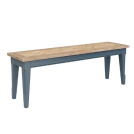 Ransley Oak Parquet Top 130cm Dining Bench - Blue