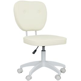 VONSETTA Vanity Office Chair PU Leather Computer Chair Cream