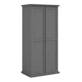 Kids Wardrobe - PORTHOPE 2 Door Children Wardrobe Matt Grey 96.2cm