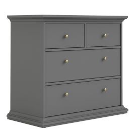 Grey Chest of Drawers - PORTHOPE Large Chest  4 Drawers