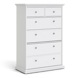 White Chest of Drawers - PORTHOPE III Large Chest  6 Drawers