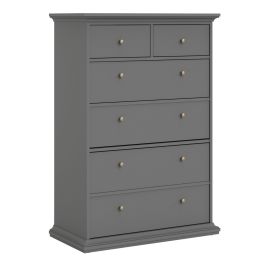 Grey Chest of Drawers - PORTHOPE Large Chest  6 Drawers