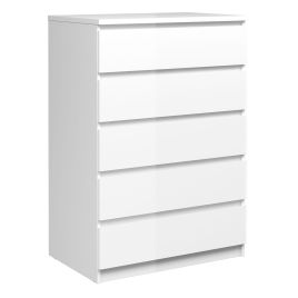 White Chest of Drawers - NANAIMO Medium Chest  5 Drawers