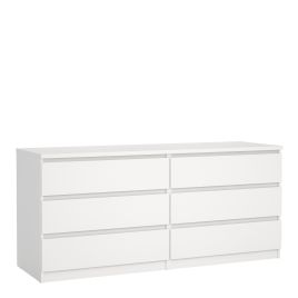 NANAIMO White Chest of Drawers - Extra Large-sized, 6 Drawers, Double