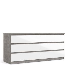 NANAIMO Grey Chest of Drawers - Extra Large-sized, 6 Drawers