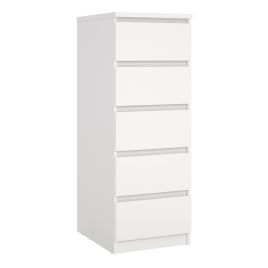 NANAIMO White Chest of Drawers - Tallboy, Medium-sized, 5 Drawers