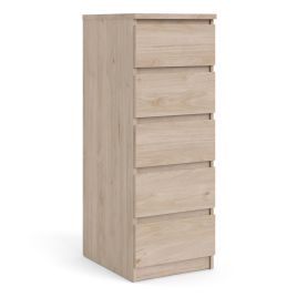 NANAIMO Oak Finish Chest of Drawers - Small-sized, 5 Drawers