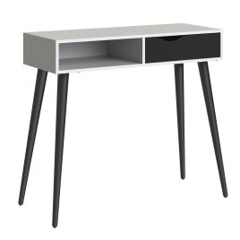 Oslo Console Table 1 Drawer 1 Shelf in White and Black Matt - White and Black Matt
