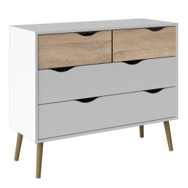 OSSETT II White Chest of Drawers - Large-sized, 4 Drawers