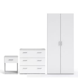 Wardrobe Set - SUFFOLK 2 Door Bedroom Set 3 Piece White 77cm