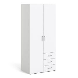 Space Wardrobe with 2 Doors and 3 Drawers - White