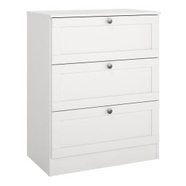 MANFRED White Chest of Drawers - Medium-sized, 3 Drawers