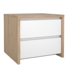 NEXORA Nightstand 2 Drawers Jackson Hickory White High Gloss
