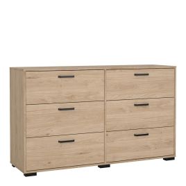 SOFI Oak Finish Chest of Drawers - Extra Large-sized, 6 Drawers, Double