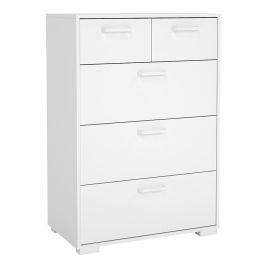 SOFI White Chest of Drawers - Medium-sized, 5 Drawers