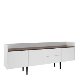 Unit Sideboard 2 Drawers 3 Doors in White and Walnut - White and Walnut