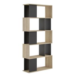 Maze Open Bookcase 4 Shelves in Oak and Black - Oak and Black