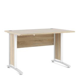 Prima Desk 120 cm in Oak with White legs - Oak Effect/Matt White