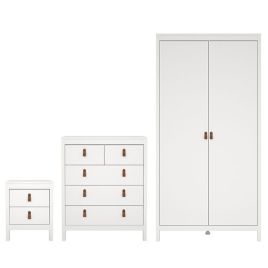Wardrobe Set - BURNLEY 2 Door Bedroom Set 3 Piece White 102cm
