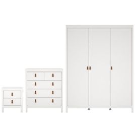 Wardrobe Set - BURNLEY 3 Door Bedroom Set 3 Piece White 149cm