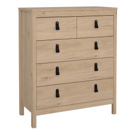 BURNLEY Oak Finish Chest of Drawers - Medium-sized, 5 Drawers