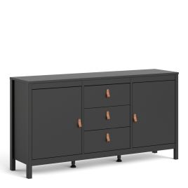 Barcelona Sideboard 2 doors + 3 drawers  in Matt Black - Matt Black