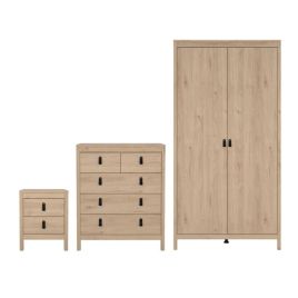 Wardrobe Set - BURNLEY 2 Door Wardrobe Set 3 Piece Jackson Hickory Oak