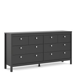 MEMPHIS Black Chest of Drawers - Extra Large-sized, 8 Drawers, Double