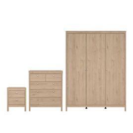 Wardrobe Set - MEMPHIS 3 Door Wardrobe Set 3 Piece Jackson Hickory Oak