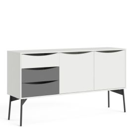 Fur Sideboard 2 Doors + 3 Drawers in Grey and White