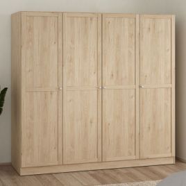 Wardrobe - MANFRED 4 Door Wardrobe Jackson Hickory Oak 195.5cm