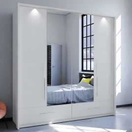 Wardrobe - LINDSEY 2 Door Wardrobe White 209cm