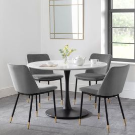 Delaunay Modern Design Grey Velvet With Black Legs Dining Chair - Grey