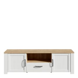 TV Stand - BOHOL Media Unit LED Light Riviera Oak and White 166.1cm