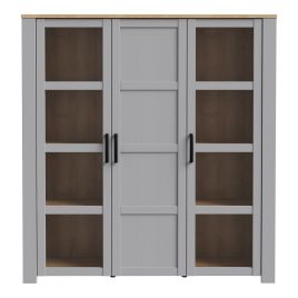 Display Cabinet - BOHOL Cabinet 4x LED Lights Riviera Oak and Grey Oak 151.1cm