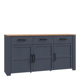Karen Riviera Oak Top 3 Door Sideboard with 3 Drawers - Navy