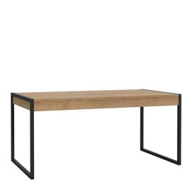 Broxtowe Matt Black Metal Frame Dining Table - Riviera Oak