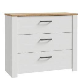 BUENOS White Chest of Drawers - Medium-sized, 3 Drawers