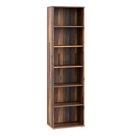 Emna Narrow 5 Shelf Bookcase in Vintage Oak