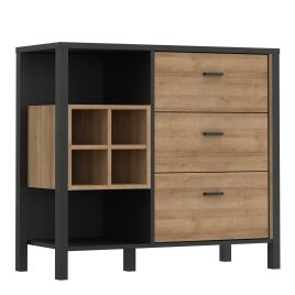 HUNTLY Black Chest of Drawers - Medium-sized, 3 Drawers