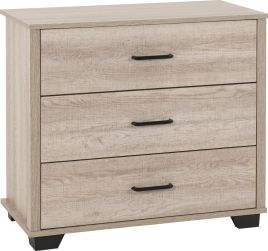 OLDBURY Oak Finish Chest of Drawers - Medium-sized, 3 Drawers