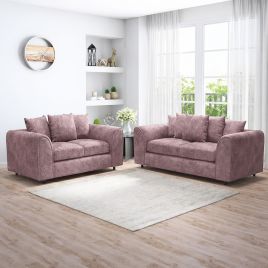LORVANI Fabric 3 and 2 Seater Scatterback Sofa Set - Pink