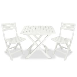 3 Piece Folding Bistro Set Plastic White