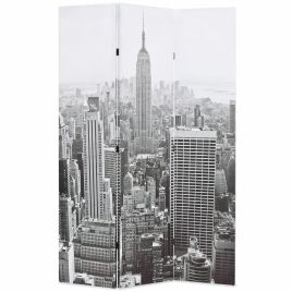 Folding Room Divider 120x170 cm New York by Day Black and White