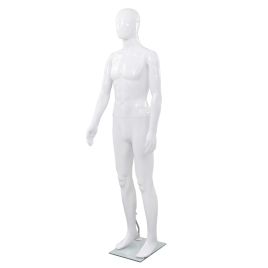 Full Body Male Mannequin with Glass Base Glossy White 185cm