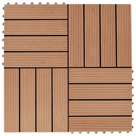 11 Pcs Decking Tiles WPC 30x30cm 1 sqm Teak Colour